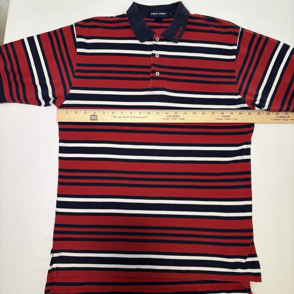 Vintage Polo Golf Ralph Lauren Men's Size‎ Large Striped Shirt Red White Blue - Picture 5 of 6